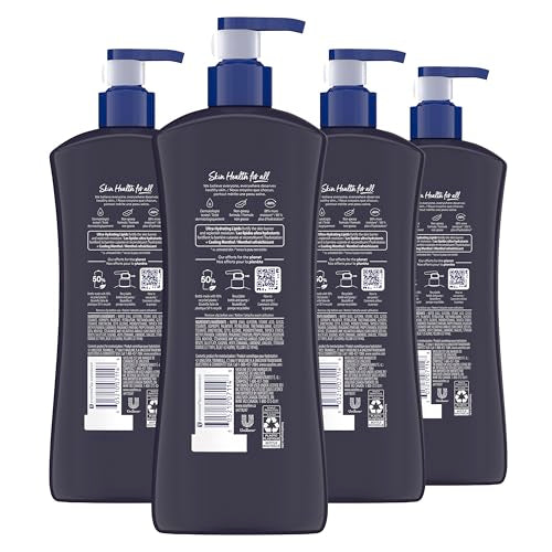 Vaseline Men Cooling Hydration 3-in-1 4 Pack for Dry Skin Face, Hands & Body Lotion for Men with Menthol & Ultra-Hydrating Lipids 20.3 oz