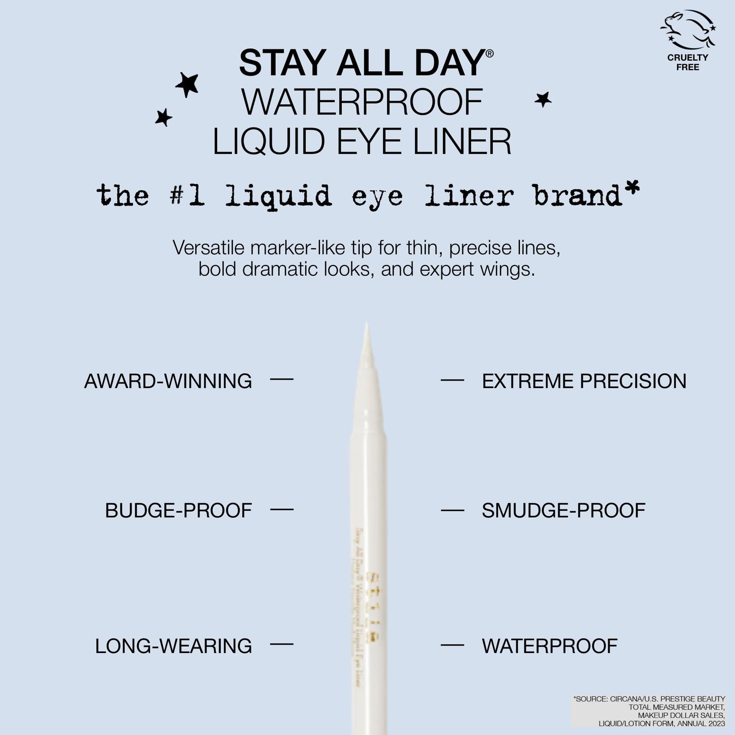 Stila Waterproof Liquid Eye Liner, Stay All Day Makeup with Fine Brush Tip Lasting Satin Finish, Smudge-Proof & Transfer-Resistant