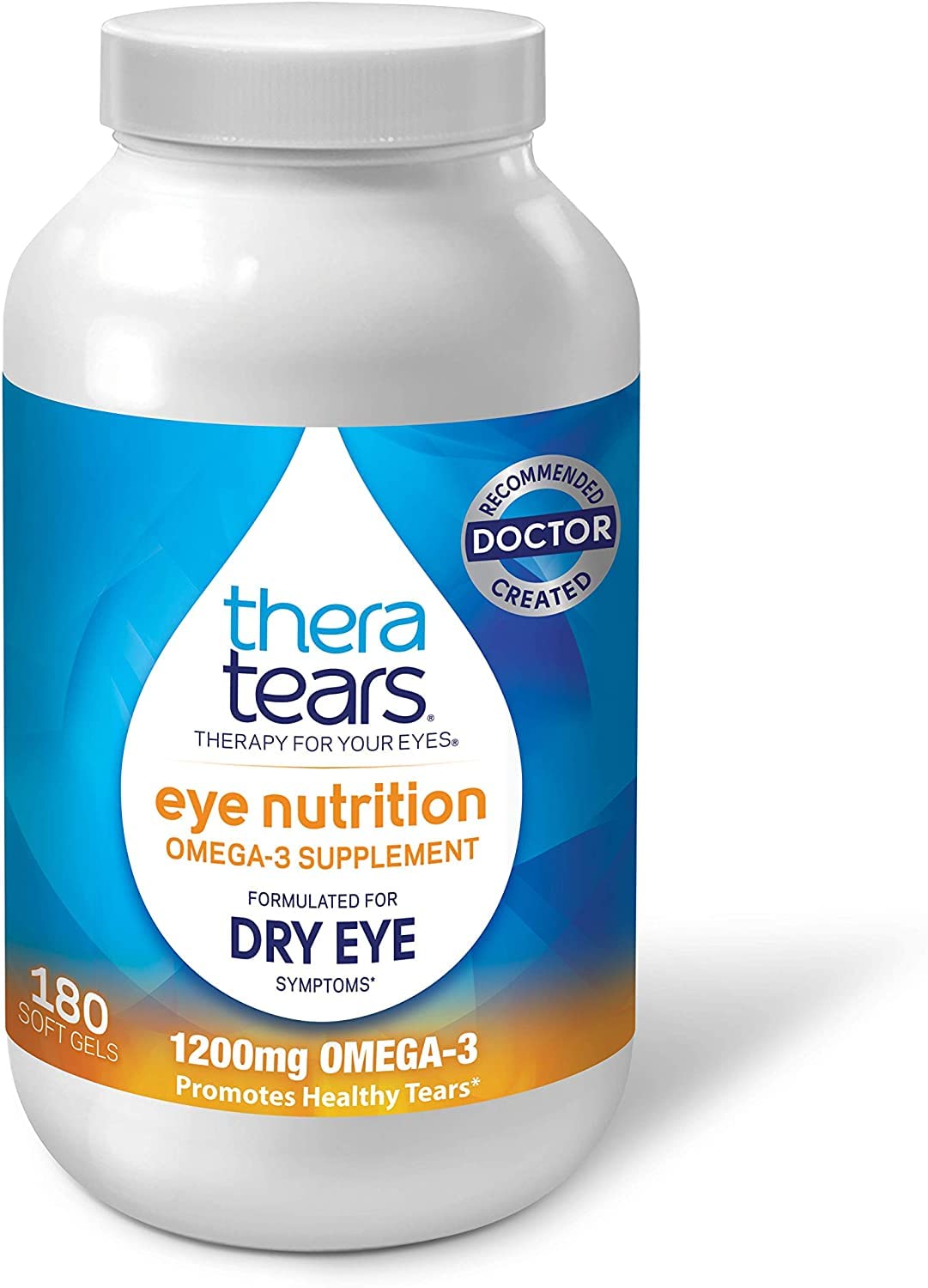 TheraTears 1200mg Omega 3 Supplement for Eye Nutrition, Organic Flaxseed Triglyceride Fish Oil & Dry Eye Therapy Lubricating Eye Drops for Dry Eyes, Preservative Free Eye Drops