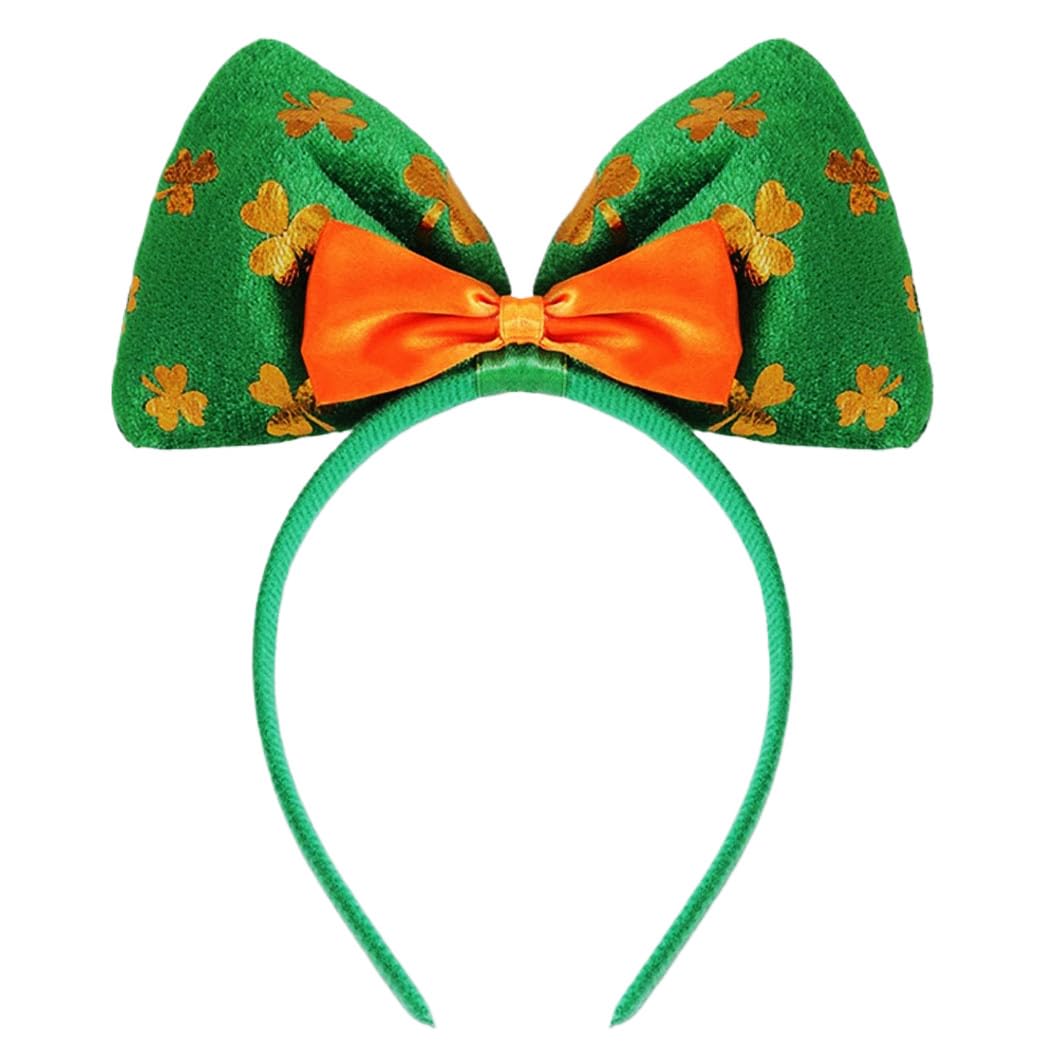 JEWEKY St Patrick's Day Headband Green Bow Hair Bands Irish Shamrock Headband Festive Holiday Hair Accessories for Women (Style 2)