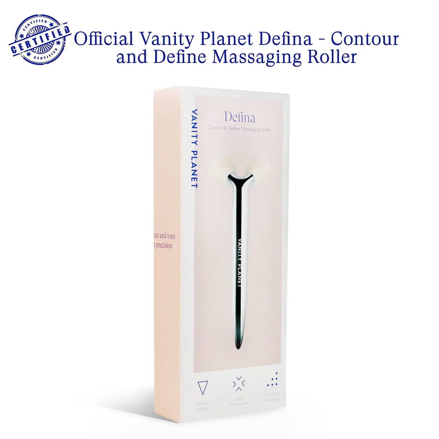 Vanity Planet Defina Contour and Define Massaging Roller - Facial Roller Helps Stimulates Blood Flow and Helps Reduce Fine Lines - Unique V-Shaped Design for Cooling Precision