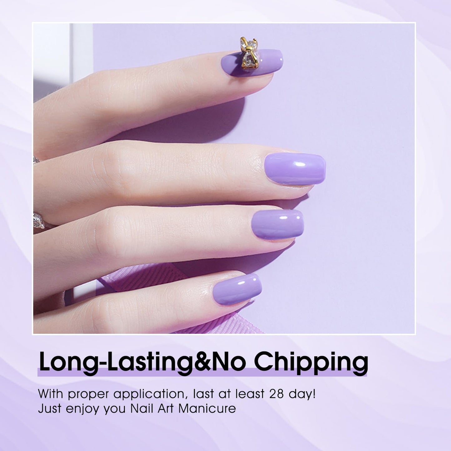 VENALISA Purple Lavender Gel Nail Polish, 1Pcs Light Purple Gel Polish Pastel Purple Color Nail Polish Gel High Gloss Soak Off U V Gel Nail French Nail Manicure Salon DIY