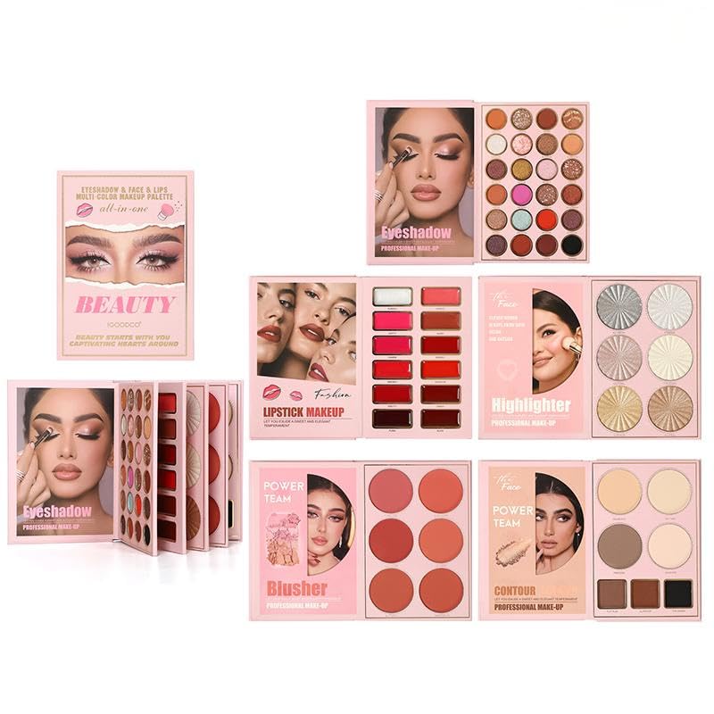 55-Color Eye Shadow Palette with Blush & Highlight - Makeup Kit