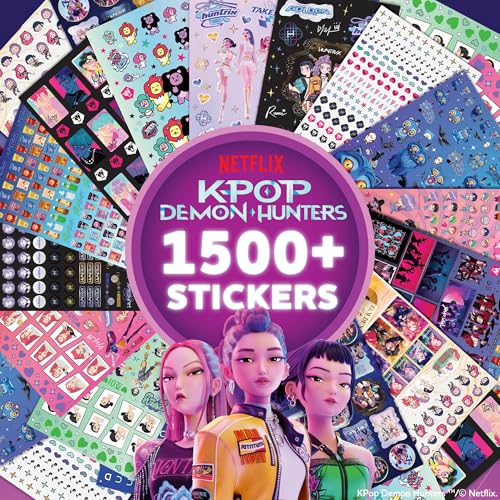 Netflix KPop Demon Hunters 1500+ Sticker Sheet Pack, 20 Sheets