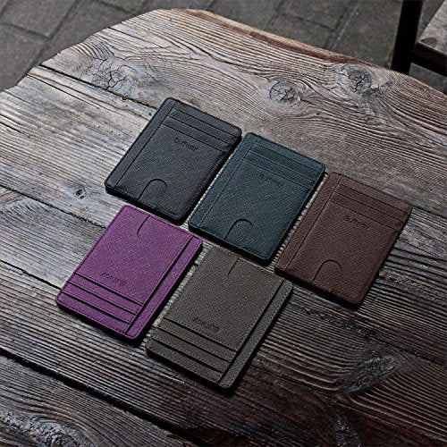 Buffway Slim Minimalist Front Pocket RFID Blocking Leather Wallets for Men and Women - Cross Black