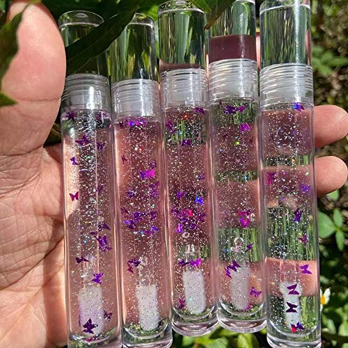 Lip Gloss Tubes with Wand Empty, 10 Pack 5ml Transparent Lip Gloss Containers, Clear Crystal Lip Gloss Tubes with Rubber Stoppers for DIY Lip Gloss