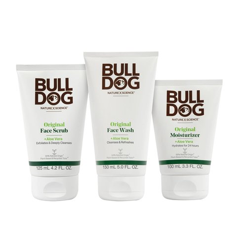 BULLDOG Mens Skincare and Grooming Original Full Face Kit with Moisturizer, Face Wash & Face Scrub