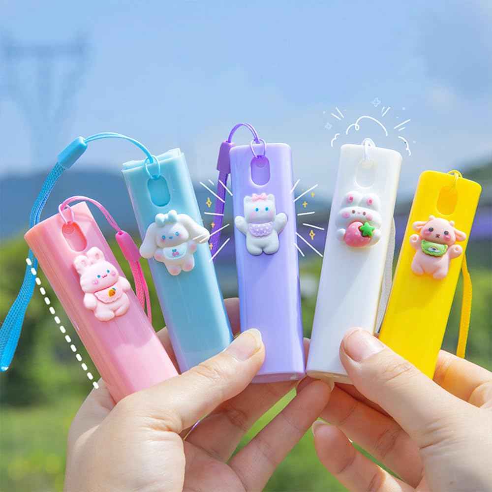 ZJSXINDI Cute Mini Spray Bottle, Travel Bottles with Keychain, 5 Pcs10ml - Portable Plastic Travel Bottles for Adults(Cute 5 Pcs/10ml)