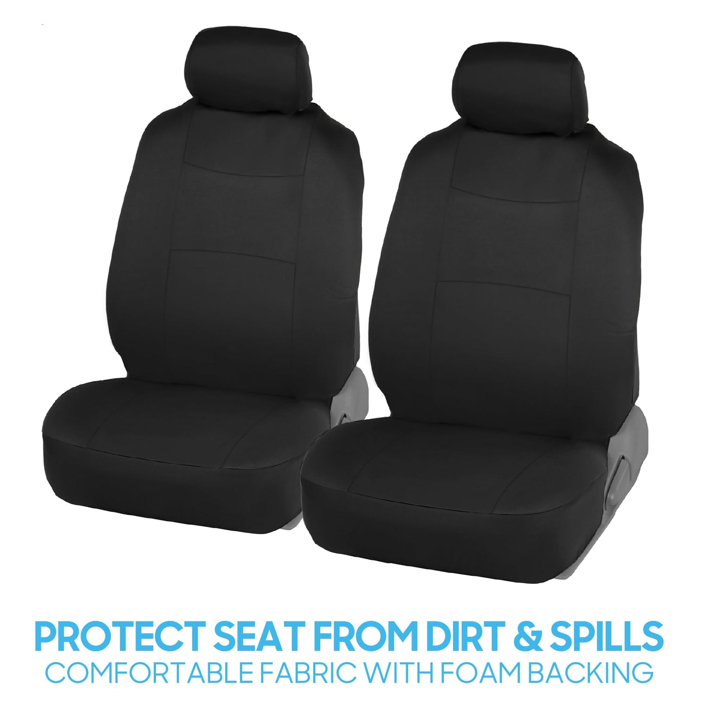 BDK PolyPro Seat Covers Full Set in Solid Black – Front and Rear Split Bench Covers, Easy to Install for Auto Trucks Van SUV Car