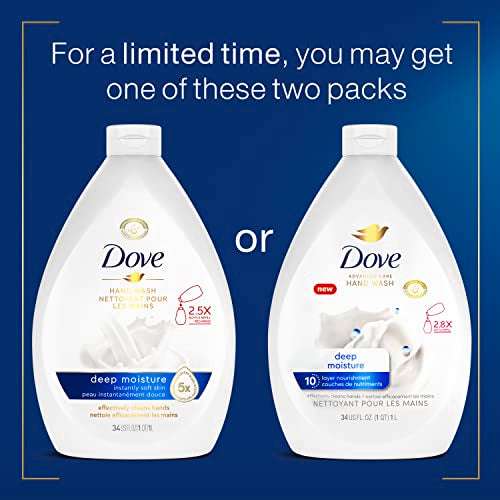 Dove Advanced Care Hand Wash Deep Moisture Pack of 3 for Soft, Smooth Skin More Moisturizers & Body Wash with Pump Deep Moisture For Dry Skin Moisturizing Skin Cleanser