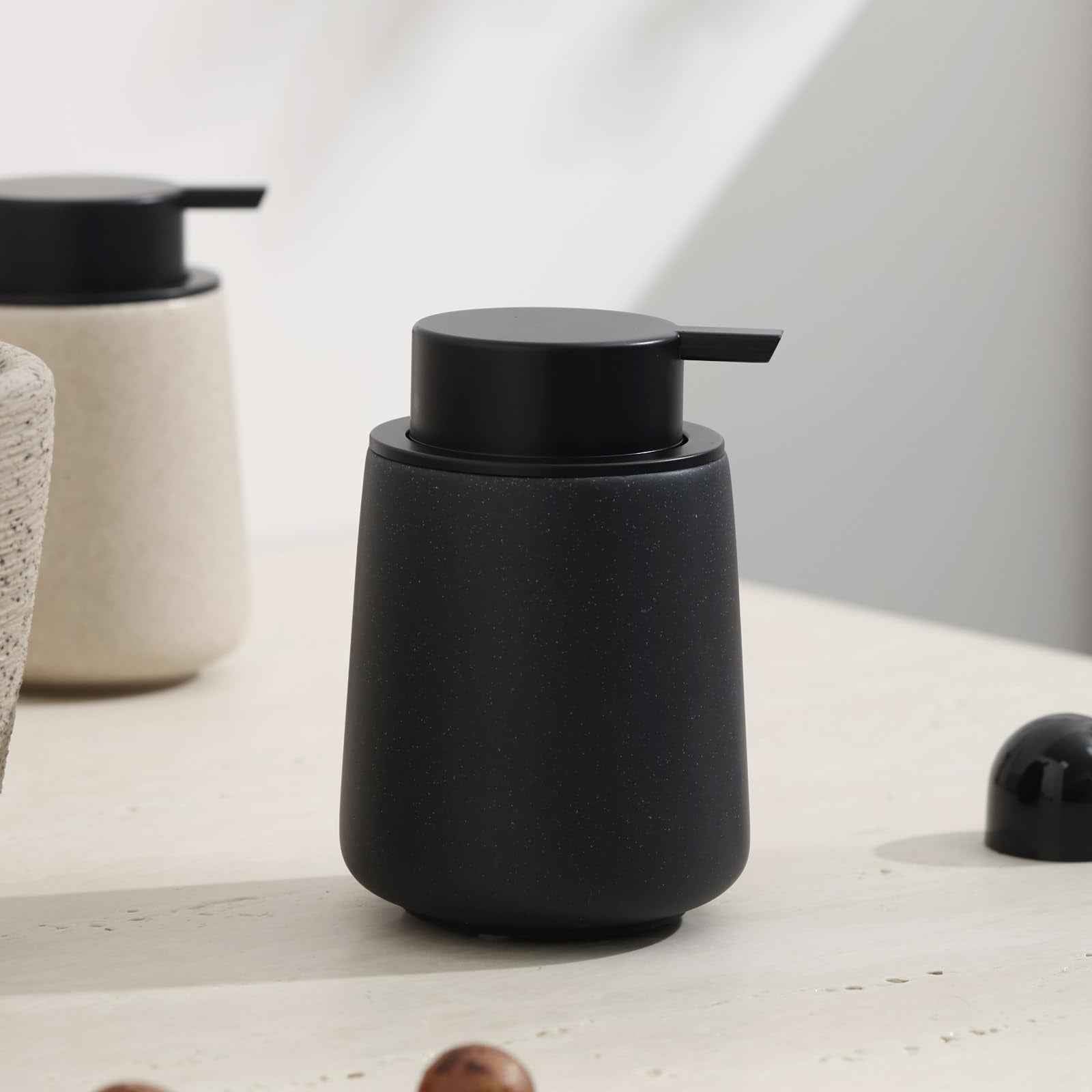 Haocoott Foaming Soap Dispenser Pump 12OZ, Refillable Foam Hand Dish Soap Dispenser Bottle Jar for Bathroom Kitchen Sink Countertop Home Decor - Black