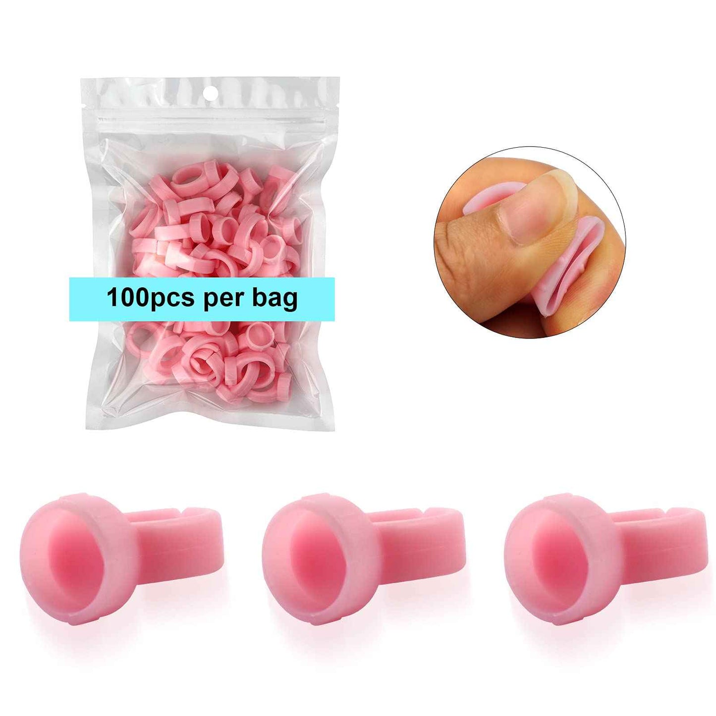 100pcs Soft Silicone Tattoo Ink Rings Pigment Caps Semi-Permanent Microblading Ink Cup Holders Microblading Tattoo Supplies (Pink)