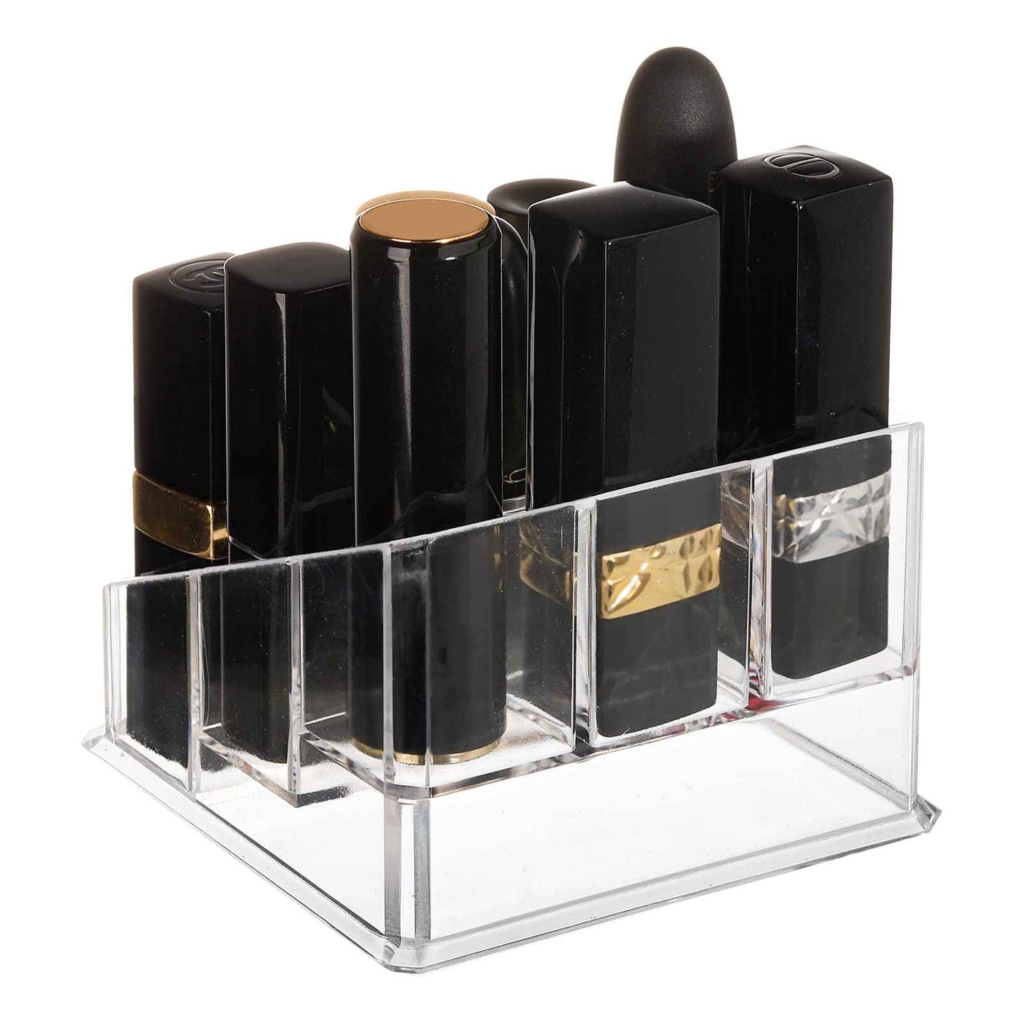 Foraineam 6 Pack Lipstick Holder Organizer, 9 Spaces Clear Lip Stick Storage Stand Container, Small Cosmetic Beauty Makeup Display Cases for Lipsticks, Lipgloss, Brushes, Bottles