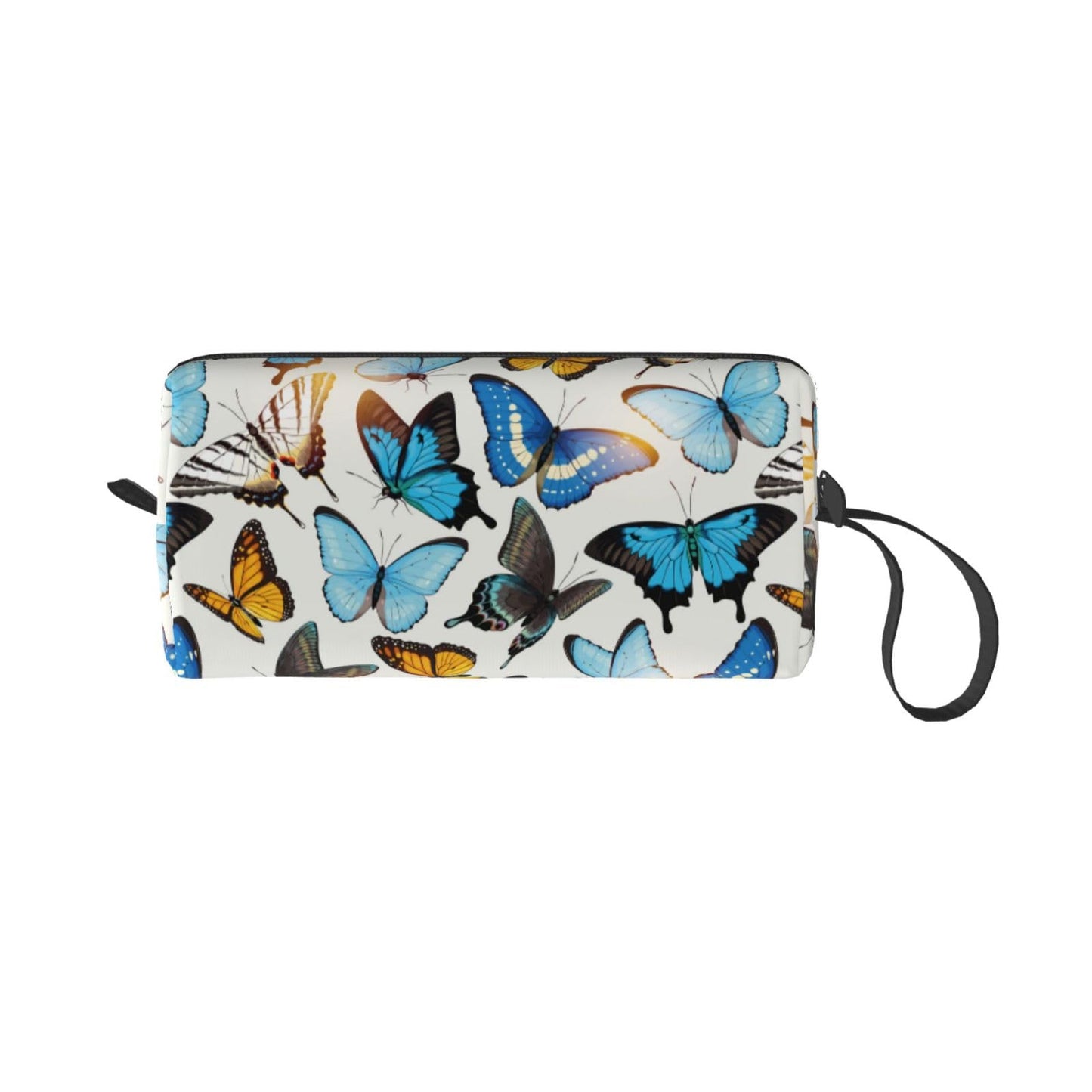 JKJOJIA Stylish Butterfly Makeup Bag Organizer Small Cosmetic Bags Portable Travel Toiletry Bag With Handle Simple Accessories Storage Zipper Pouch For Women Girl