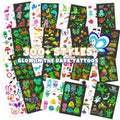 Temporary Tattoo for Kids, 300+ Pcs Glow in the Dark Tattoos Kids Stickers, Luminous Party Supplies with Car/Dinosaur/Space/Butterfly Favors for Boys Girls