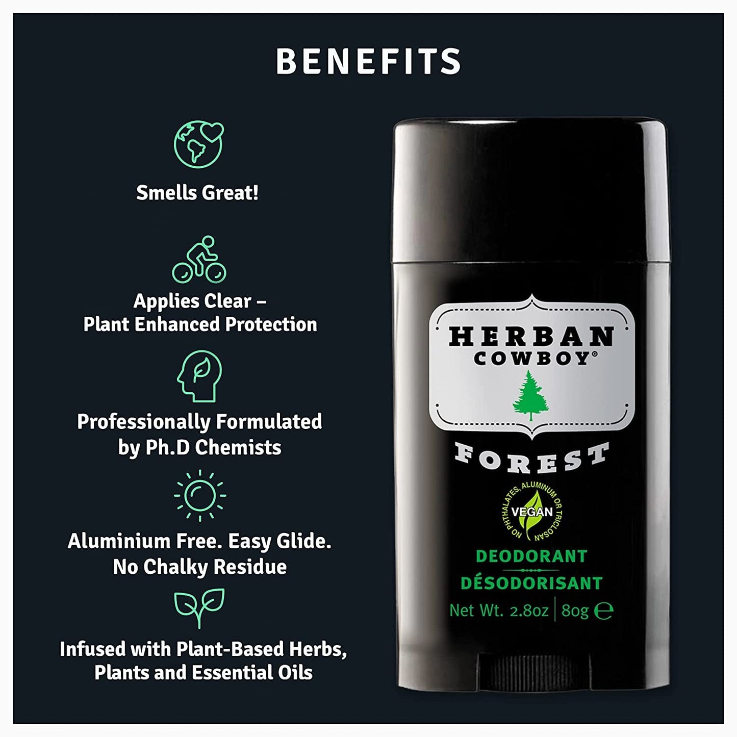 Herban Cowboy Forest Deodorant Maximum Protection 2.8 Ounce, 3 Pack