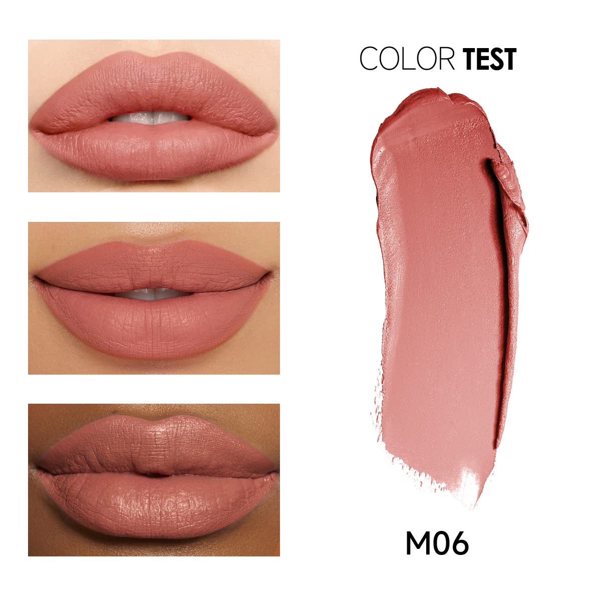 CARSLAN Matte Lipstick Hydrating Lip Color Makeup, Highly Pigmented Lipstick with Moisturizing Formula, Lightweight, Smooth, M06 (sample)