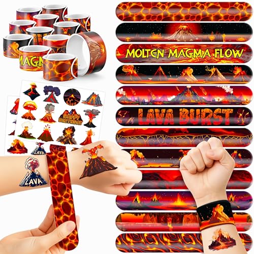 Volcano Party Favors Set - 48PCS Slap Bracelets & Tattoos