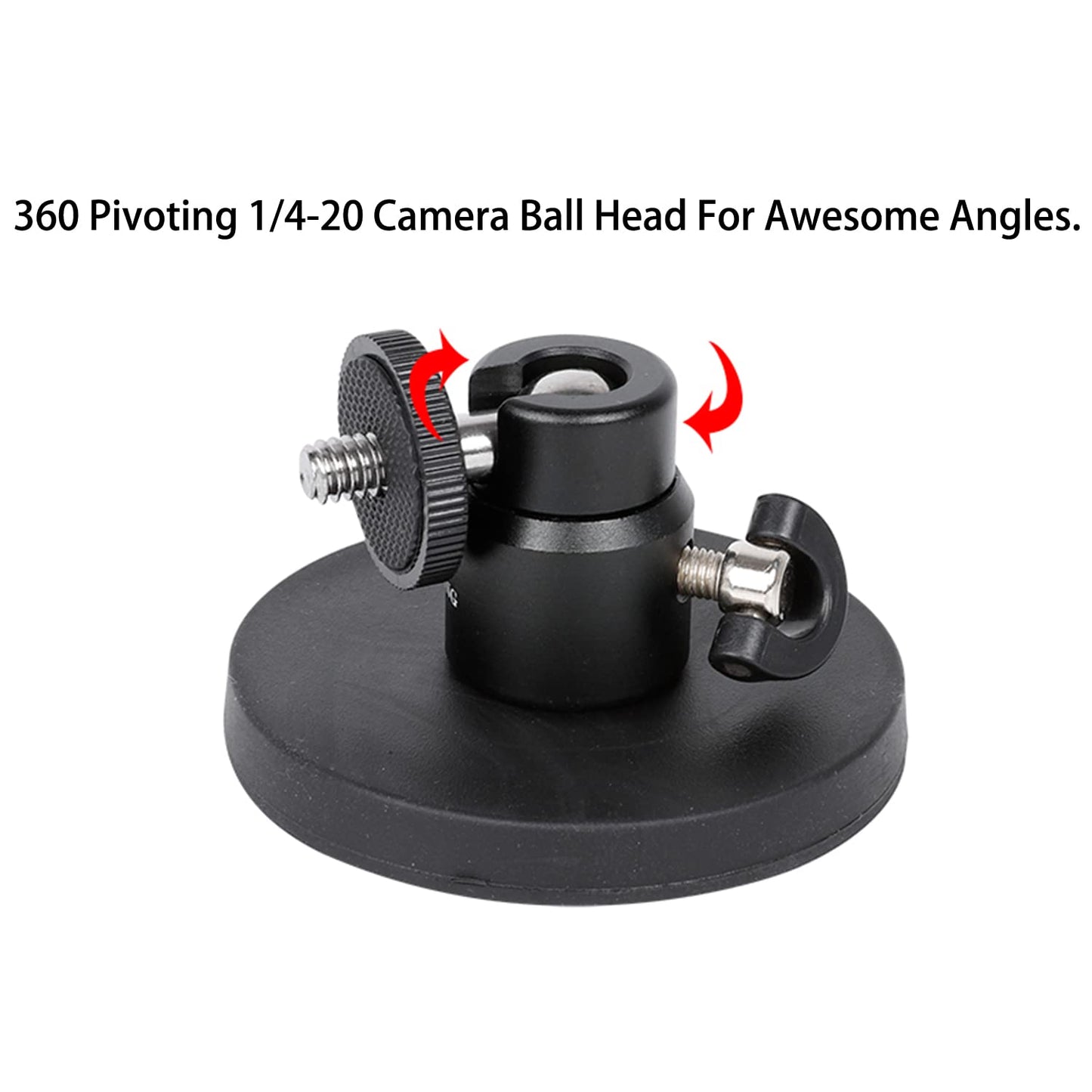 PellKing Magnet Camera Mount for GoPro Insta360 Akaso DJI Action,with Rotation Ball Head Super Strong Rubber Coating Neodymium Magnet for Car, Attaches to Steel or Other Magnetic Surfaces