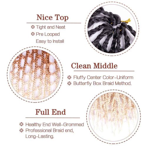 7 Packs Butterfly Locs Crochet Hair 24 Inch Crochet Box Braids Pre Looped Butterfly Box Braids Crochet Hair Crochet Braids for Women (24 Inch,7 Pack,1B/30/613)