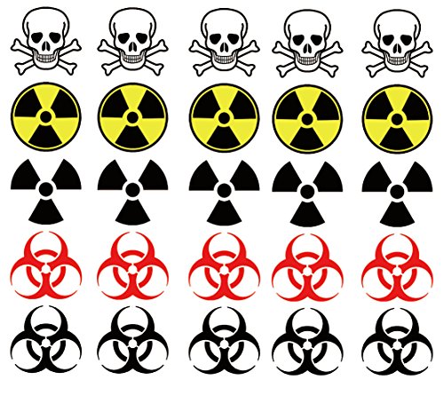 Warning Symbol Temporary Tattoos - 25 Pack