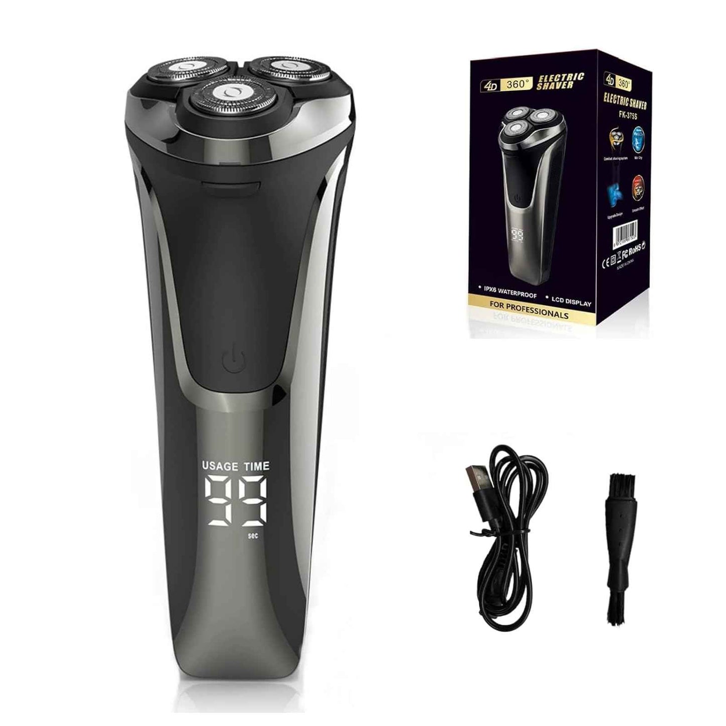 Electric Razor for Men,4D Floating Head Rotary Electric Razor,Ipx7 Waterproof Shavers for Men Wet & Dry Shaver with LCD Display& Quiet Motor (Black)