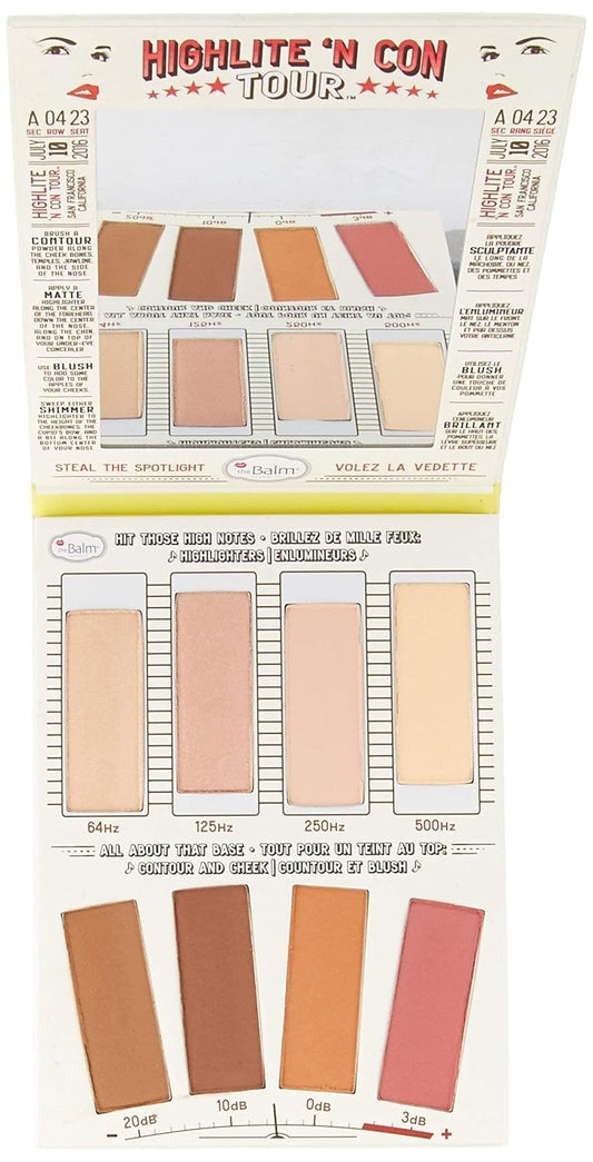 theBalm Highlighting & Makeup Conceal Powders 'N Contour Palette, Highlighters Shimmer, Matte, Bronzer, Blushes, Multicolor, 0.8 ounces