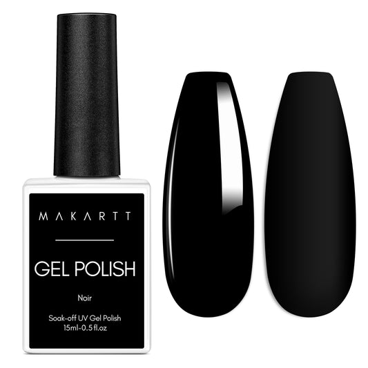 Makartt Gel Nail Polish, 1 Pcs 15ml Black Gel Nail Polish for UV LED Light Noir Gel Polish Soak off By Acetone for Manicure DIY Nail Art Designs Home Salon