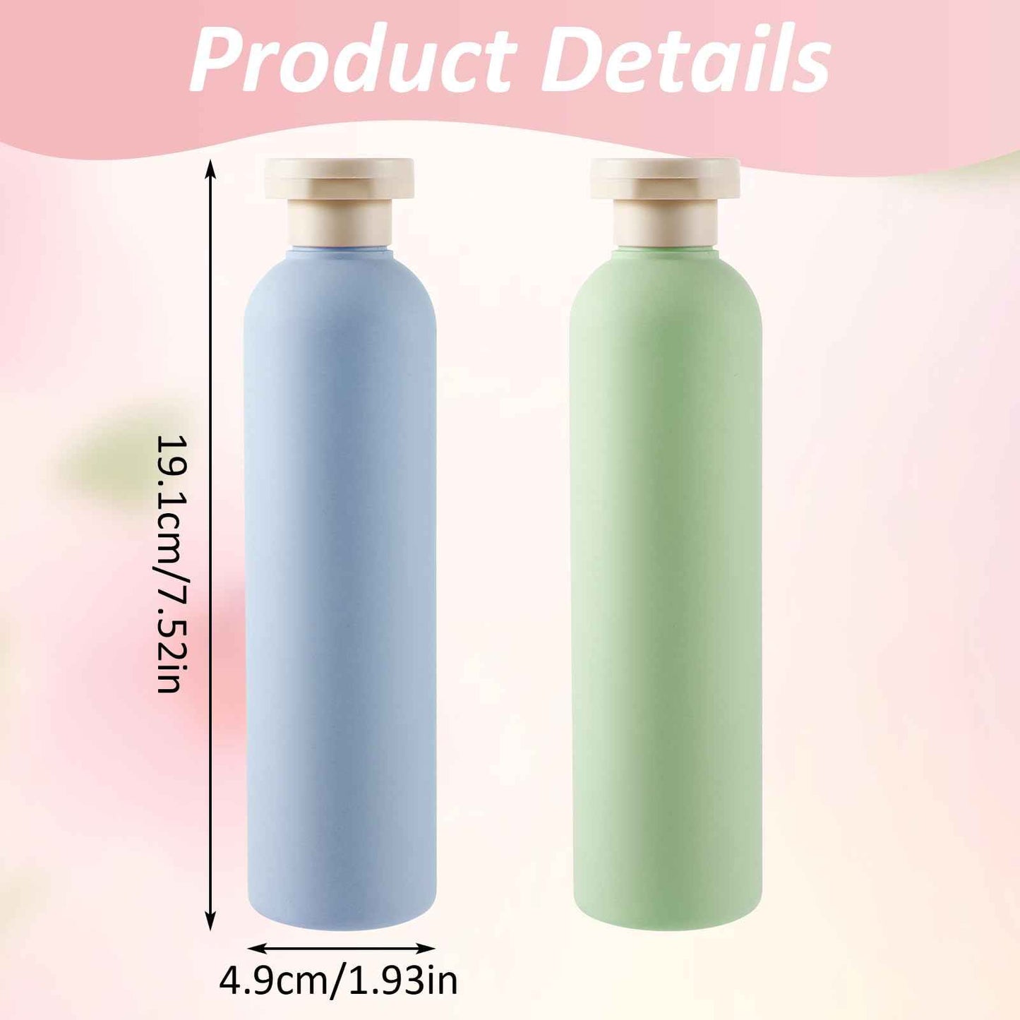 Molain 2Pcs Squeeze Bottles, 260ml Plastic Refillable Travel Containers with Flip Cap - Leak Proof for Shampoo, Creams, Lotion, Conditioner (Blue+Green)