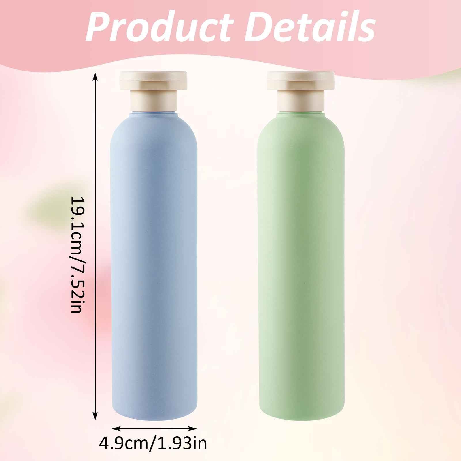 Molain 2Pcs Squeeze Bottles, 260ml Plastic Refillable Travel Containers with Flip Cap - Leak Proof for Shampoo, Creams, Lotion, Conditioner (Blue+Green)