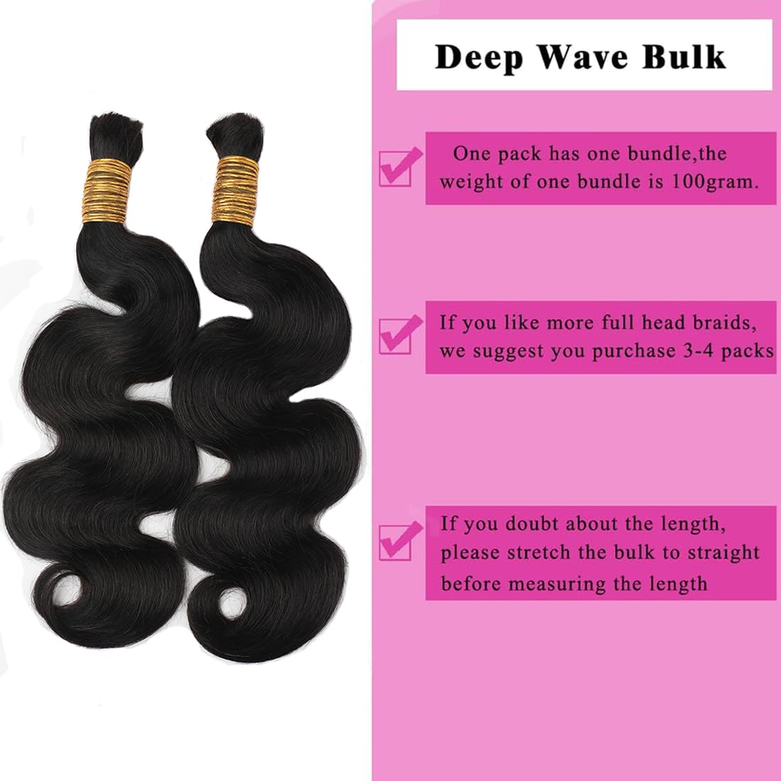 Body Wave Human Hair Bulk for Braiding Brazilian Virgin Human Hair Bulk No Weft for Boho Braids Body Wave Bulk Bundles Human Hair for Braiding Wet and Wavy Curly Loose Deep Water Wave Bulk 18" 100g