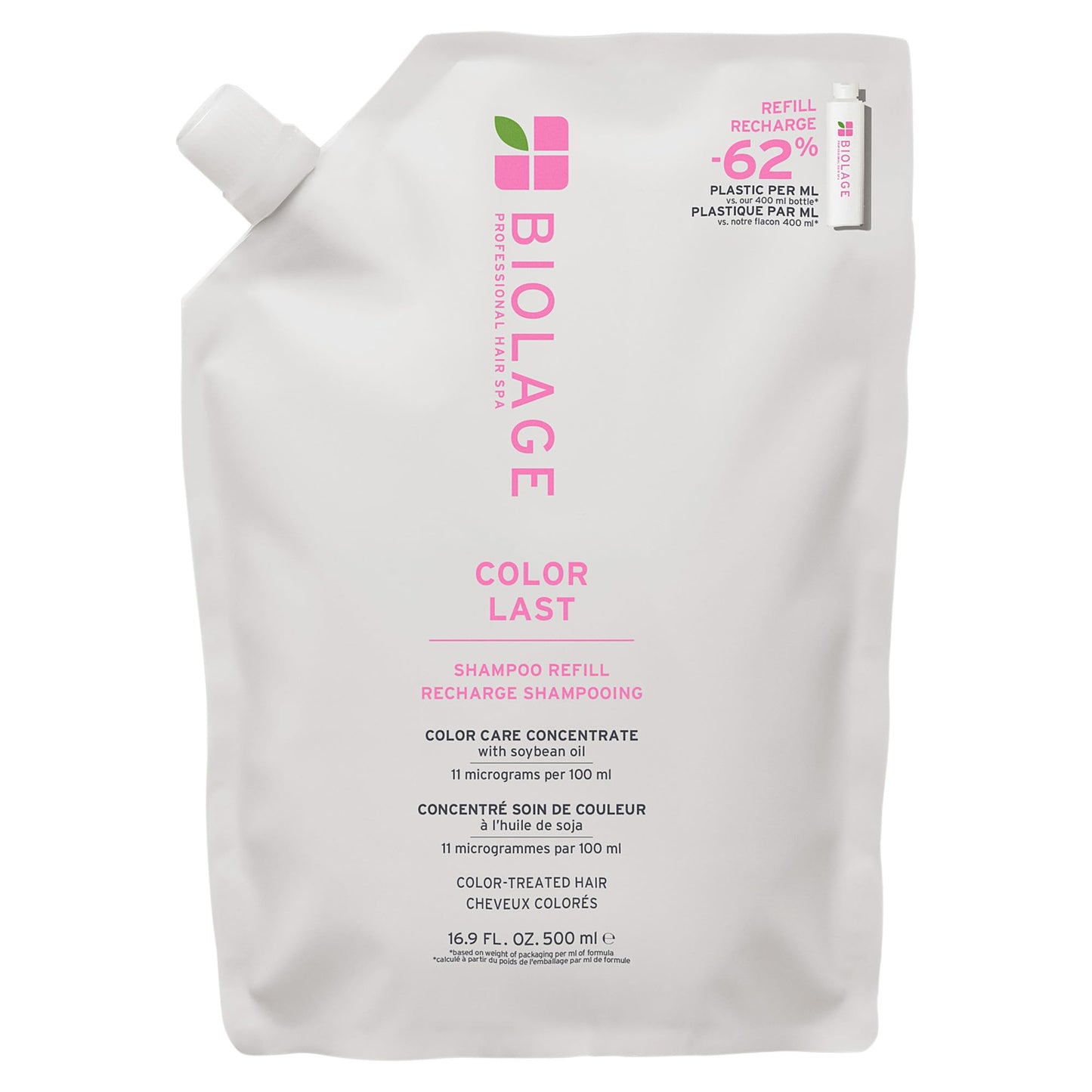Biolage Color Last Shampoo Refill - For Color-Treated Hair, Nourishes, Strengthens, Hydrates and Adds Shine, Soybean Oil & Stearic Acid, Paraben & Mineral Oil-Free, Vegan, 16.9 Fl Oz