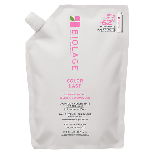 Biolage Color Last Shampoo Refill - For Color-Treated Hair, Nourishes, Strengthens, Hydrates and Adds Shine, Soybean Oil & Stearic Acid, Paraben & Mineral Oil-Free, Vegan, 16.9 Fl Oz