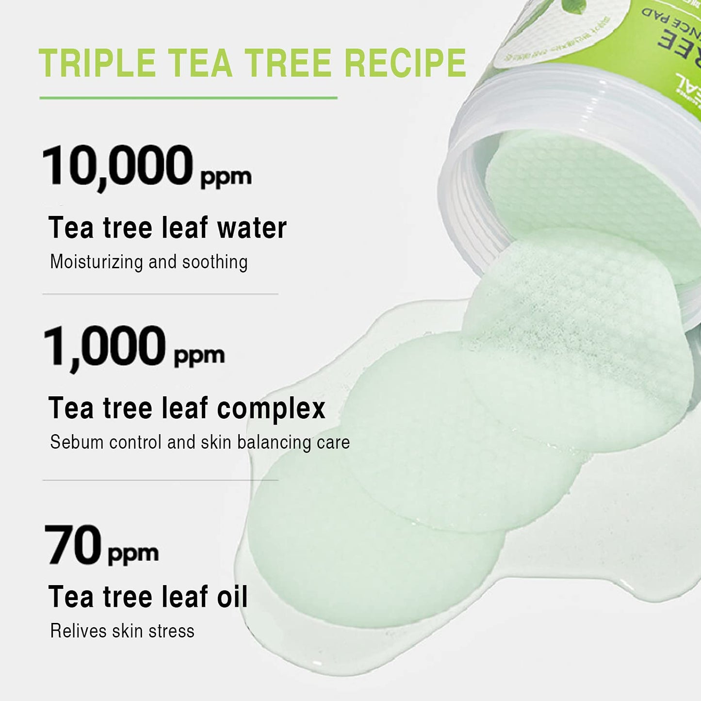 MEDIHEAL Tea Tree Calming Essence Toner Pad - Tea Tree Soothing Cotton Toner Pads for Acne-Prone Skin, Calming Essence Pad with Dual Sided Pads, Hydration, and Exfoliation, 50 Sheets