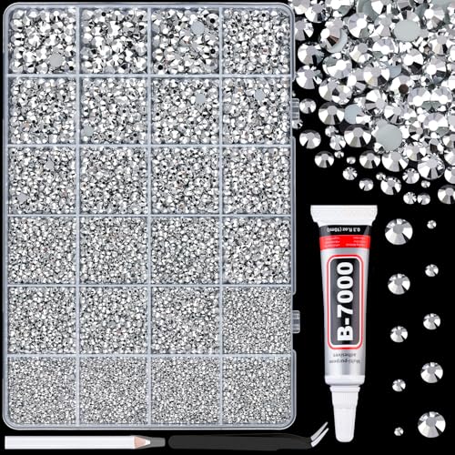 Silver Resin Rhinestones 25000pcs Crafting Kit with Glue - Large Pack, 2-6mm
