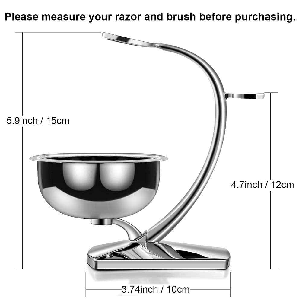 GRUTTI Shaving Bowl, Stand and Brush Set - 3-Piece Magnetic Base Bowl, Chrome Alloy Stand & Synthetic Brush | Razor Not Included