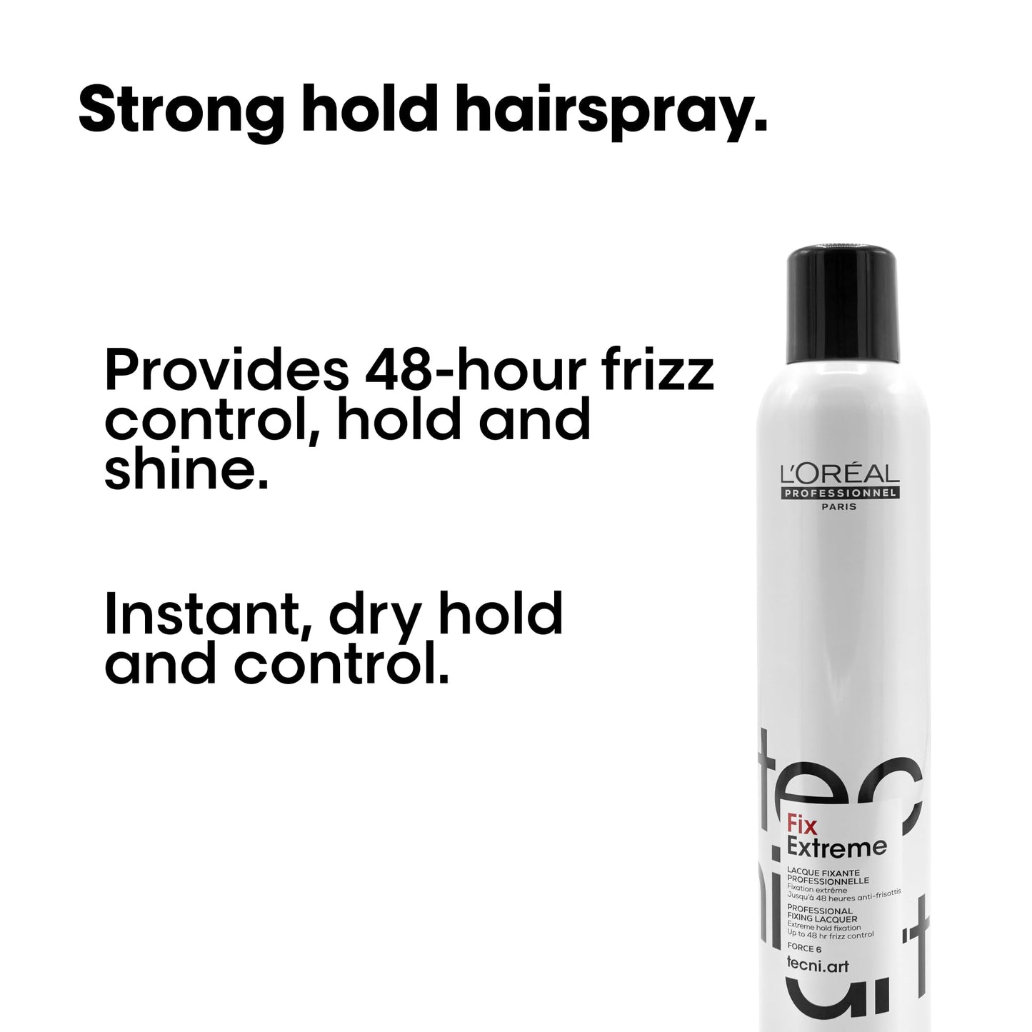 L'Oréal Professionnel Paris Fix Extreme Lacquer - Strong Hold Hairspray For All Hair Types, Anti-Frizz and Shine, Packaging May Vary