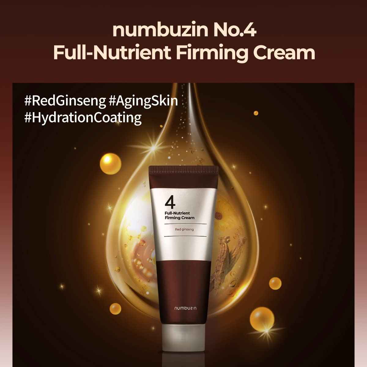 numbuzin No.4 Cream | Full-Nutrient Firming Cream | Skin Elasticity, Wrinkle Care, Anti-aging, Deeply Nourishing, Hydration | Red Ginseng, Panthenol, Niacinamide, Bifida | 2.02 fl. oz.