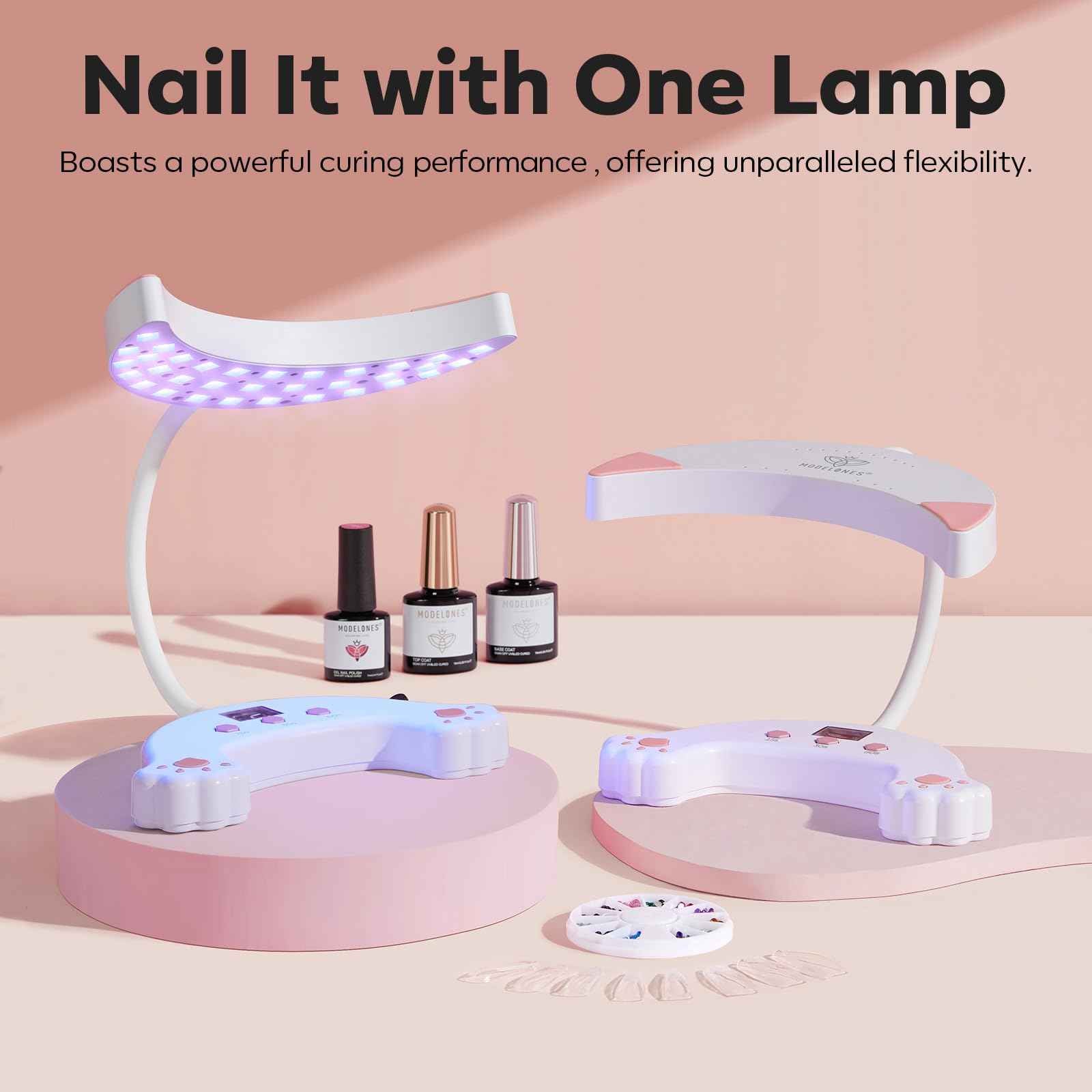 Modelones 15ML Baby Pink Gel Nail Polish with UV LED Nail Lamp