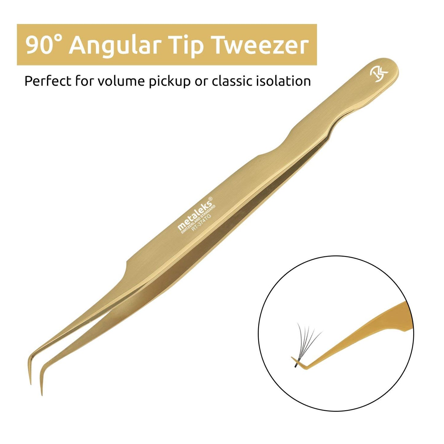 Professional lash tweezers for eyelash extensions 90 degree tweezers lash extensions tweezer Hand Crafted Japanese Stainless Steel Precision Tweezers (90° Angular Tip.)