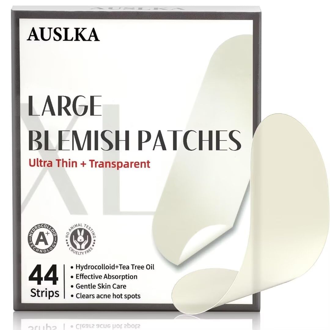 AUSLKA Blemishes Patches - 44 Strips, Hydrocolloid Dots - Large Blemishes Patch - Blemishes Stickers - Zit Breakouts - Suitable for Larger Area Outbreaks