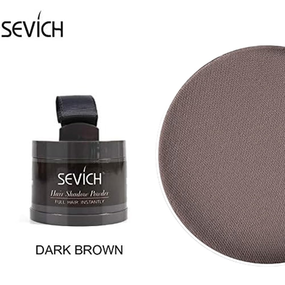 Instantly Hairline Shadow - SEVICH Hairline Powder, Quick Cover Grey Hair Root Concealer, Eyebrows & Beard Line, Touch Up for Thinning Grey Hairline, Windproof&Sweatproof, Dark Brown
