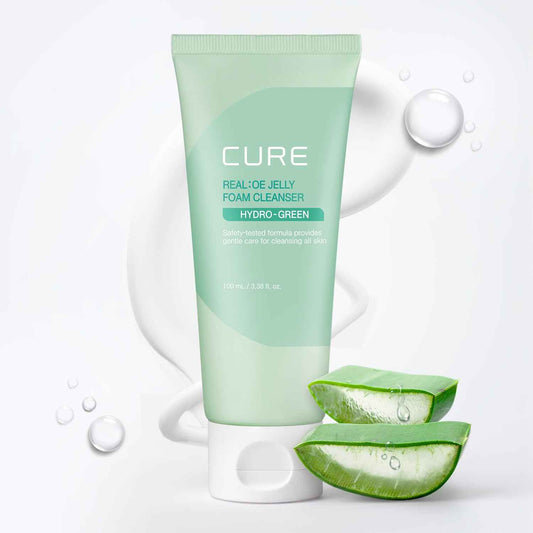 CURE Aloe Vera Foam Cleanser – Hydrating Gentle Korean Face Wash with Aloe & Centella for Sensitive Skin, Pore Care & Deep Cleansing, 3.38 fl oz