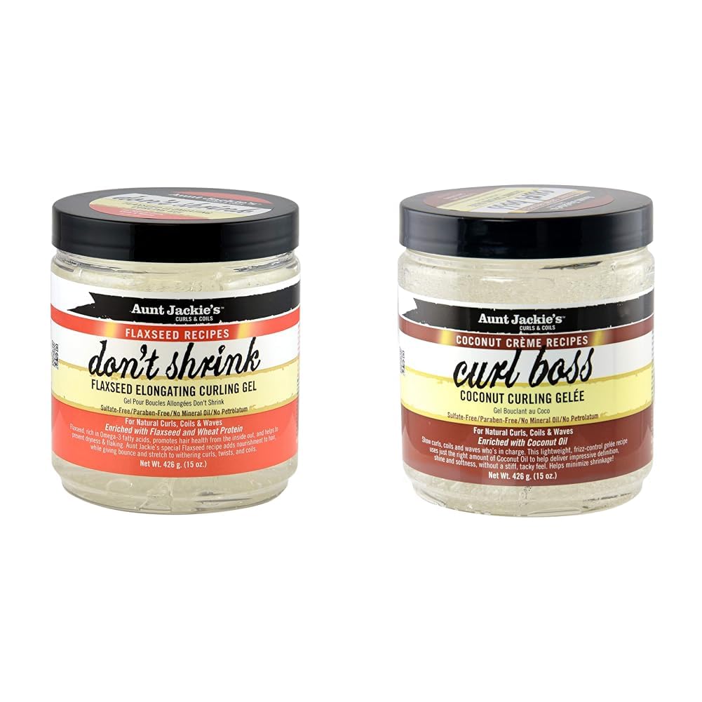 Aunt Jackie's Hair Styling Gel - 15 oz Don't Shrink Flaxseed Elongating Curl Boss Coconut Curling Gel for Natural Curls, Coils and Waves