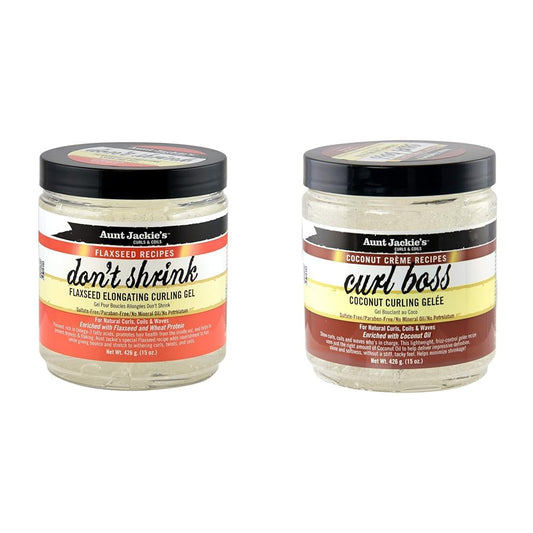 Aunt Jackie's Hair Styling Gel - 15 oz Don't Shrink Flaxseed Elongating Curl Boss Coconut Curling Gel for Natural Curls, Coils and Waves