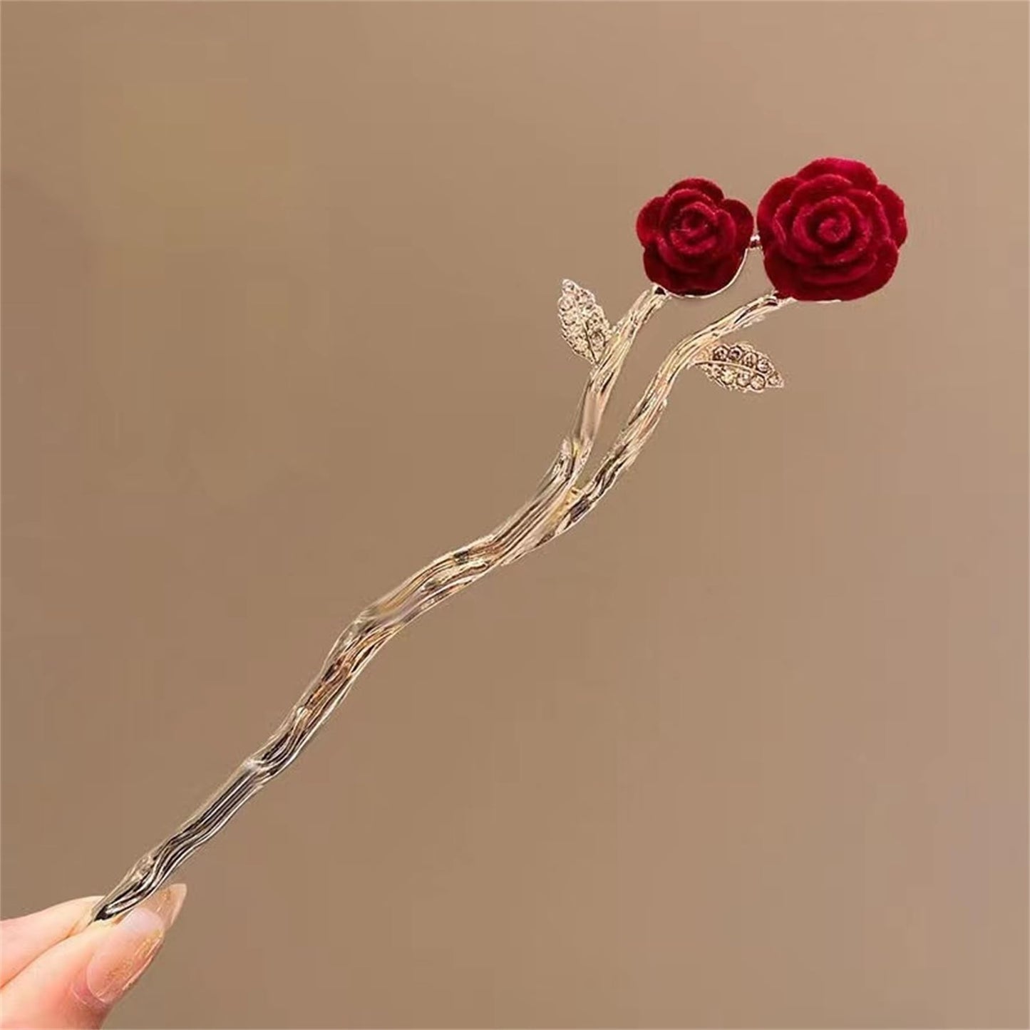 2 Pieces Metal Hairpin Rose Flower Hair Chopsticks Butterfly Hair Stick Handmade Classic Hair Pins for Women Girls-040