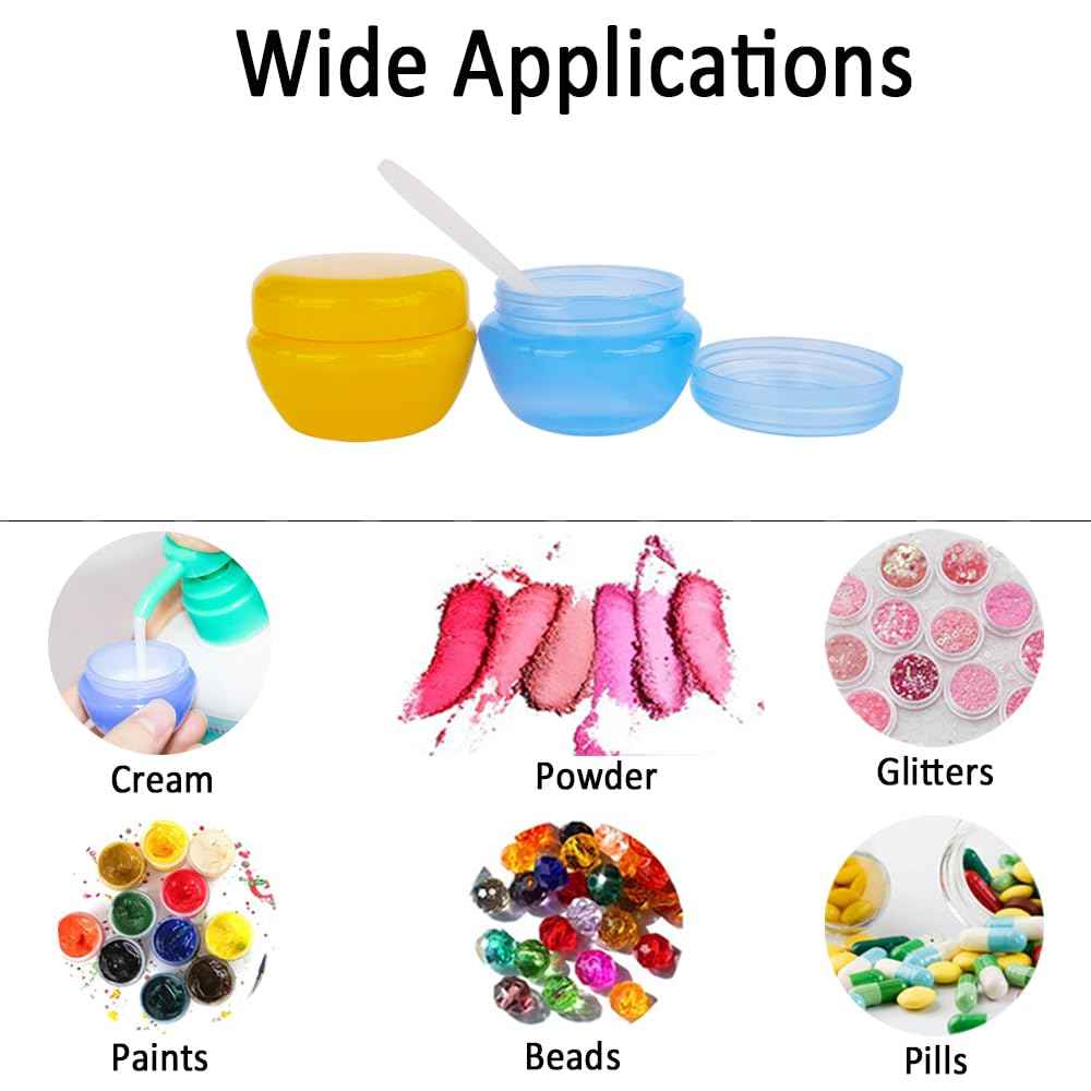 Wopanxye 6 Pieces 10G/10ML Multi-color Frosted Container Jars with Inner Liner for Bath Lotion, Toners, Lip Balm, Creams, Slaves, Scrubs, Oils, Makeup Sample Jar, BPA Free, Gift Spatulas & Labels