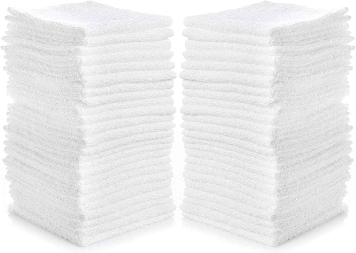 Simpli-Magic Cotton Washcloths White, 40 Pack, Size: 12”x12”