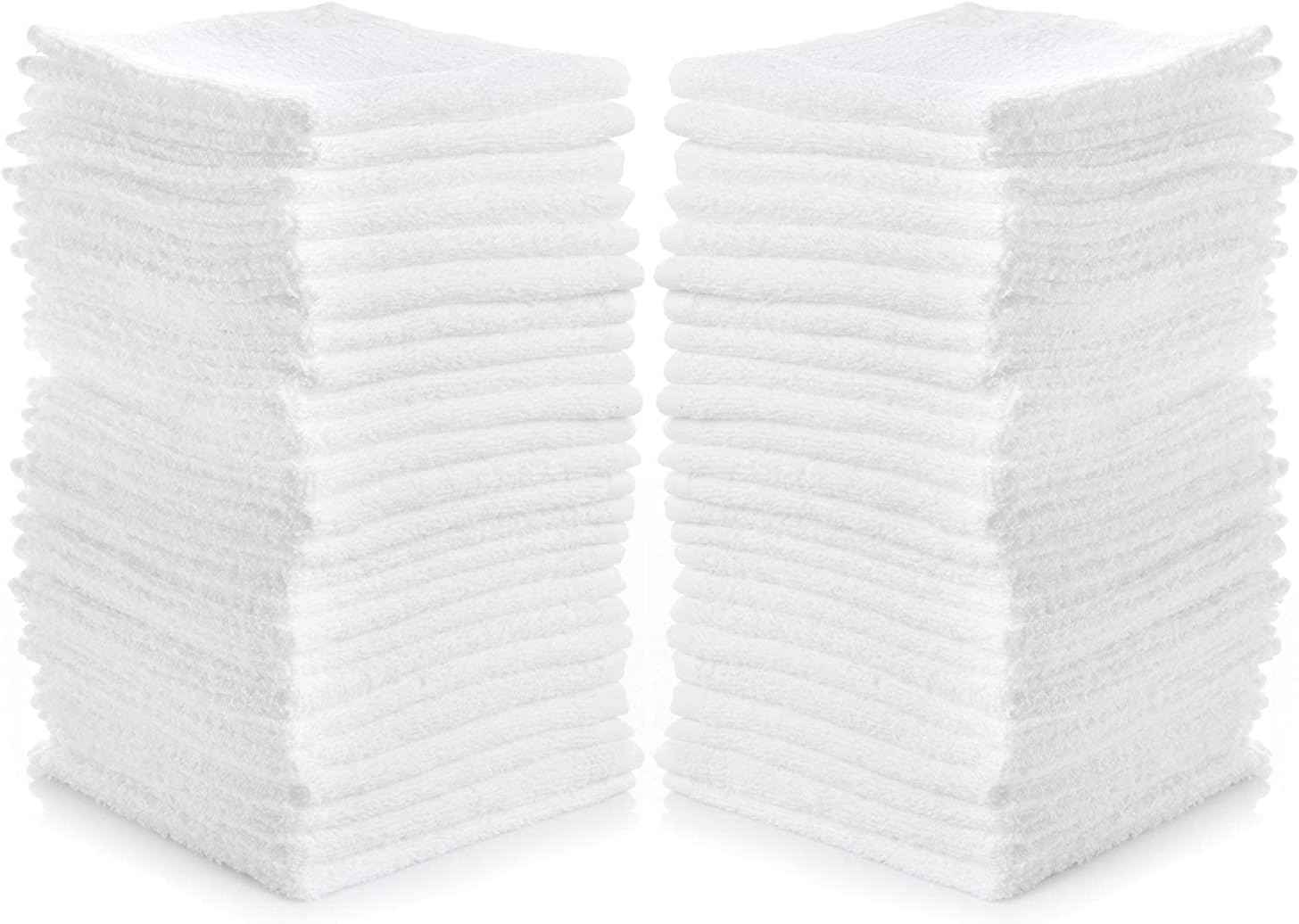 Simpli-Magic Cotton Washcloths White, 40 Pack, Size: 12”x12”