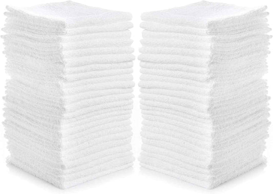Simpli-Magic Cotton Washcloths White, 40 Pack, Size: 12”x12”
